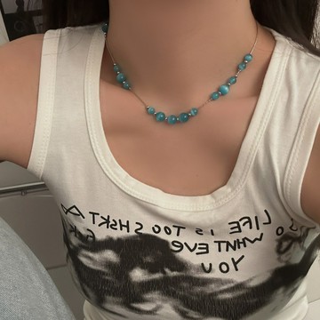 【台灣公司 可打統編】免運 原創藍色圓珠貓眼石項鏈女辣妹風小眾高級感簡約百搭鎖骨鏈配飾潮 可開發票 全館五折 工廠現貨直銷 新品特價 z9211