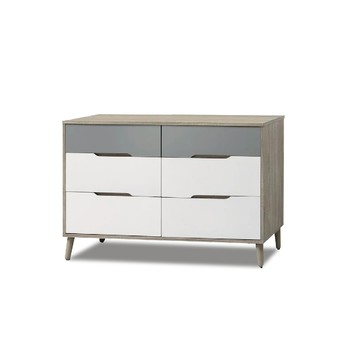 ASSARI-肯詩特淺灰烤白雙色4尺六斗櫃(寬120x深40x高75cm)