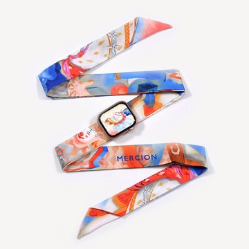 韓國藝術家絲巾錶帶套組【Apple watch】 Apple Watch 44mm 銀色 + 記憶花園(薄荷)