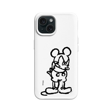 iPhone 15 SolidX 白 - 迪士尼-米奇 Mickey - 黑標款-米奇蠟筆風格