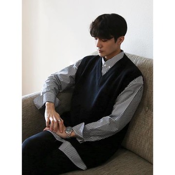 MRCYC秋季男士套頭毛衫外穿新款韓系寬松背心潮流慵懶風針織上衣