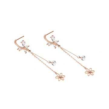 [韓國] [銀針] 花花蝴蝶耳環 / 3色 / Flower And Butterfly Earring