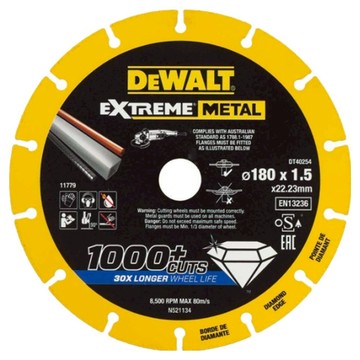 DEWALT 得偉 EXTREME METAL鑽石金屬鋸片 180 x 22.23 x 1.5mm DT40254 耐用金屬切割  1片