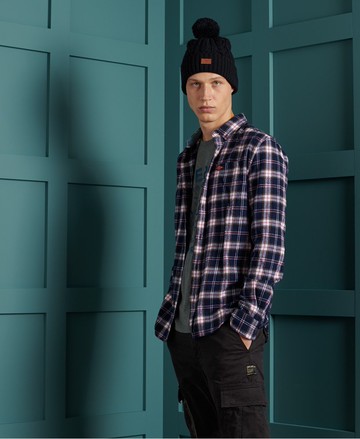 跩狗嚴選 代購 極度乾燥 Superdry Lumberjack 休閒 格紋襯衫 純棉 長袖襯衫 海軍深藍 藍白格紋 美式風格 伐木工