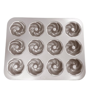 〔現貨特惠〕 12連杯旋風蛋糕 香檳金 不沾塗層 甜甜圈模 磅蛋糕 烘焙模具 AA