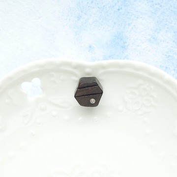 六角形  原木手工耳環 純銀耳針 單個 禮物訂製