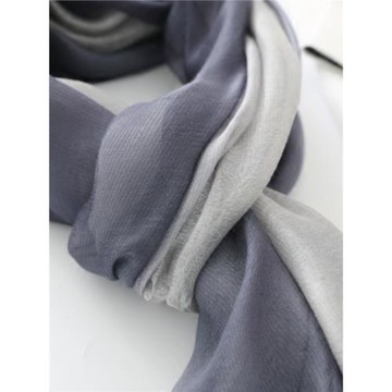 春秋桑蠶絲真絲圍巾漸變色絲巾防曬披肩女紗巾長款夏天輕薄 灰色