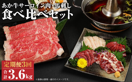 あか牛 すきやき しゃぶしゃぶ用 サーロイン肉 1kg 馬刺し 200g 食べ比べ セット 計3.6kg