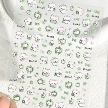 ✨桃園出貨✨可愛青蘋果小貓咪浮雕打火機水杯ccd手機diy裝飾美甲貼紙