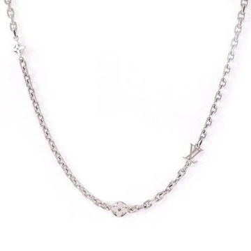 Louis Vuitton LV M02739 LV Yours 經典花紋吊墜鎖骨項鍊.銀