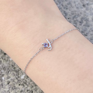 天然石925純銀英文字母水晶手鍊 Y