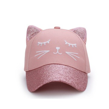 加拿大 flapjackkids - 3D防曬透氣棒球帽-貓咪-粉色 (4y-6y)