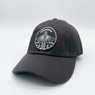 【海洋動物系列】銀盔飛魚布章休閒老帽(復古黑)