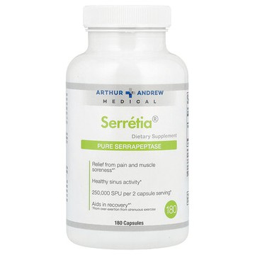 Arthur Andrew Medical, Serretia®，全舍雷肽酶，180 粒膠囊（每粒膠囊 125,000 SPU）