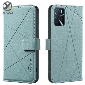 XICCI適用於OPPO A16 A16S A54 A74 A94 A52 A72 A92真皮商務錢包翻蓋保護套卡槽商務