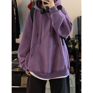 美式重磅連帽衛衣男秋季潮流百搭純色上衣青少年男裝寬松休閑外套