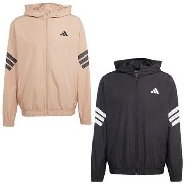 【下殺】Adidas 連帽外套 男裝 排汗 奶茶/黑【運動世界】JM6751/JM6753