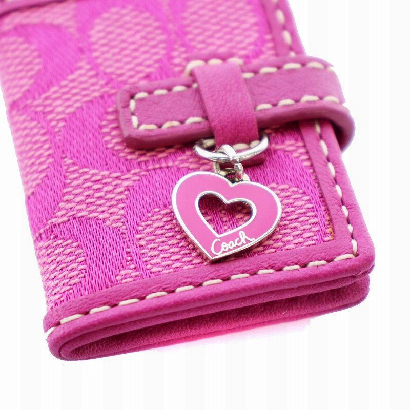 coach コーチ　手帳型 ブック型 チャーム　キーリング　シグネチャー ピンク 楽天市場】【中古】 COACH (コーチ) シグネチャー 手帳型