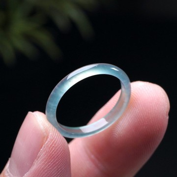 玻璃種藍水翡翠戒指戒圈 | 國際15圍 | 天然翡翠A貨 | 送禮