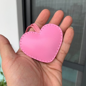 療癒小物 粉紅色 可愛 愛心 純手工縫製 皮革 吊飾 小尺寸
