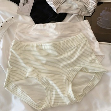 簡約療愈系條紋內褲 透氣加長襠 女生內褲 小平角內褲 包臀內褲 中腰內褲 獨立包裝