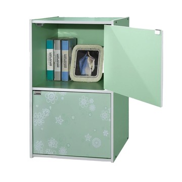 EASYHOME 花系列彩色二格二門組合櫃  42 x 28.5 x 60cm  綠色