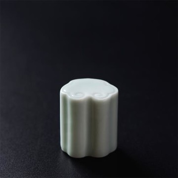 影青如意蓋置景德鎮純手工陶瓷茶具配件白色茶道零配雕刻祥云蓋托