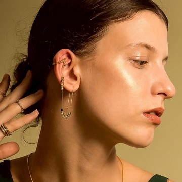 Bubble Nebula - 氣泡星雲系列 小耳夾+串珠耳線-金