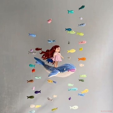 桃園出貨✨扭扭棒風鈴公主小魚手工diy材料包送男生朋友閨蜜室內房間溫馨