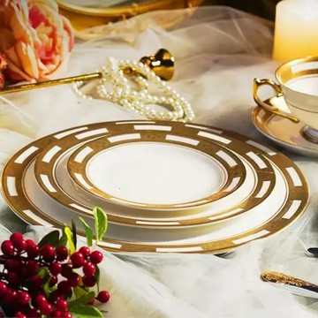 英國Aynsley 女王系列 骨瓷真金浮雕餐盤 15/20/27cm 禮盒 - 15cm甜品盤