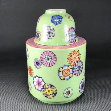 清倉景德鎮陶瓷酒具套件綠扒花手繪啤酒花溫酒壺禮品復古風宮廷風