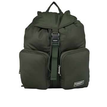 BURBERRY Rucksack 白色方形標誌中型軍旅後背包(暗土色) 80905601