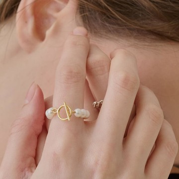 LESIS｜Circle Pearl Ring T環扣珍珠戒指 - US#6號