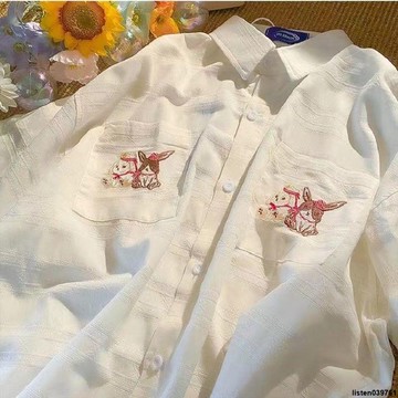【設計感小眾】潮牌寬松原宿bf風短袖襯衫女 港味復古chic半袖上衣 短袖上衣 上衣女短袖 上衣短袖 shirt