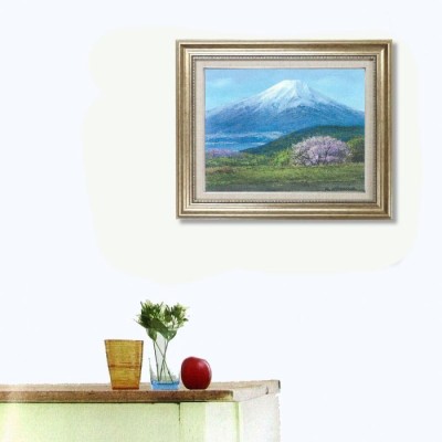 絵画 インテリア アート 壁掛け 額装 小川久雄 富士山眺望 桜 石割山