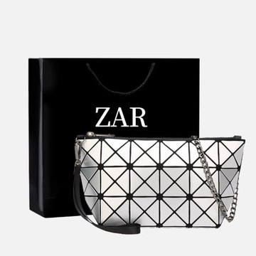 2023春夏新款幾何鐳射化妝包女鏈條單肩斜挎包手拿包時尚女小包包