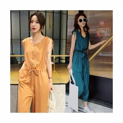ジャンプスーツ サロペット 代 30代 40代 50代 コーデ オールインワン レディース ファッション 女性 夏服 秋 春 ノースリーブ リボン 通販 Lineポイント最大get Lineショッピング