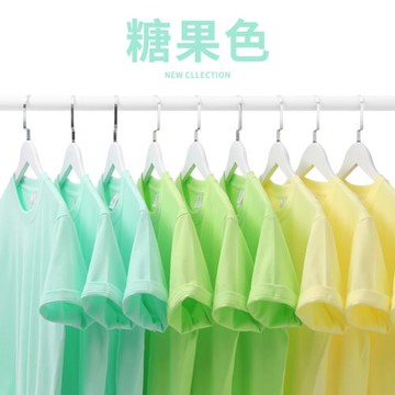 糖果色 重磅檸檬黃220g純棉圓領短袖寬松T恤 夏季新男女情侶純色T