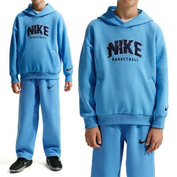 Nike K Nk Cob Flc Po Hoodie Glitch 長袖 大童 童裝 水藍色 HV0508-412