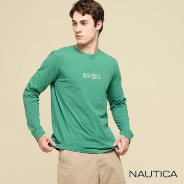 Nautica男裝 經典品牌LOGO長袖T恤-綠色