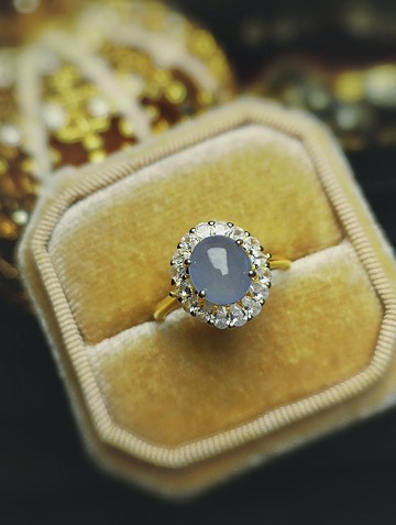 招財•貴人•稀有|夢幻冰玻星空藍紫|A貨翡翠純銀戒指