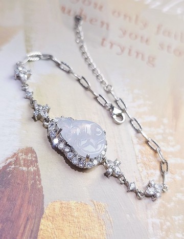 屬牛•龍•猴招財必備鼠來寶|高冰放光淡粉紫|緬甸A翡翠純銀手鏈