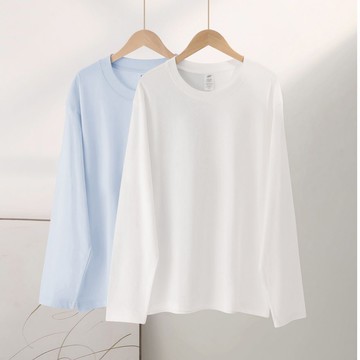 300g長袖純棉T恤男內搭打底衫女秋冬情侶裝打底衣正肩精梳棉上衣鑫弘-衣錦男裝