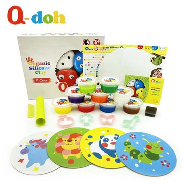 【Q-doh】超柔軟有機矽膠黏土9色工具組 (兒童歡樂柔軟黏土)