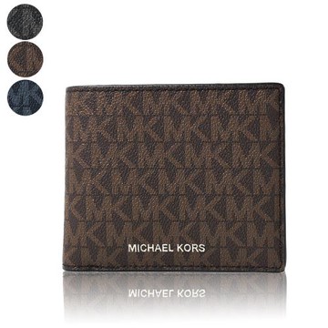 MICHAEL KORS 男款 銀字緹花LOGO防刮皮革零錢袋短夾-(新款任選)