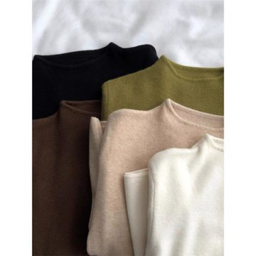 溫柔軟糯內搭半高領針織打底衫女秋冬高級感休閑百搭長袖套頭毛衣