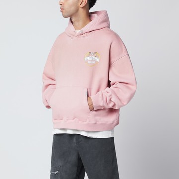 Washed-effect pink hoodie
