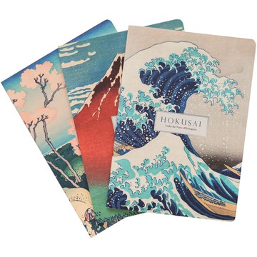浮世繪 葛飾北齋A5和風筆記本三入組