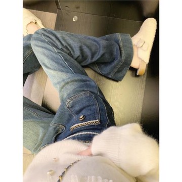 (免運)Leathercat復古牛仔褲2025年新款女復古高級感高腰闊腿寬松直筒褲