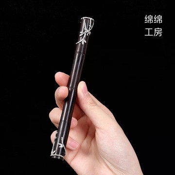 S925純銀復古竹子黑檀木中性筆高檔商務簽字筆學生送禮品